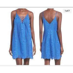 ASTR Womens NEW cobalt blue crochet lace dress Size Small